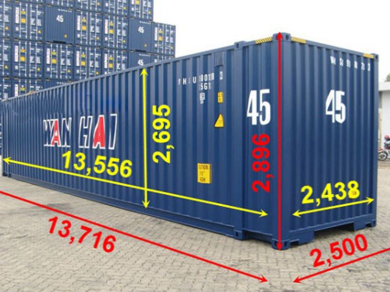 Kích thước xe container 45 feet